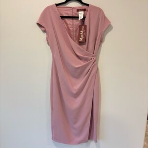 MaxMara Studio Pink Parola Sheath Dress Knee Length Formal Faux Wrap Luxury